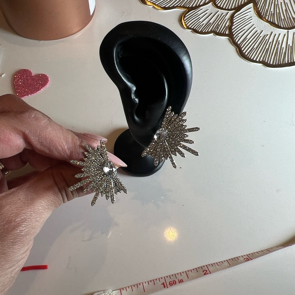 Silver Starburst Earrings - Picture 2 of 9